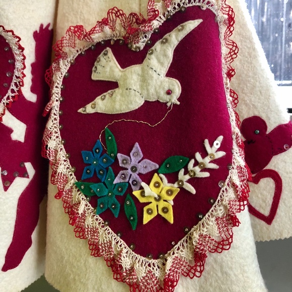 Real vintage VALENTINE CIRCLE SKIRT from the 50's, wool felt. Size S. Rockabilly - Picture 12 of 14